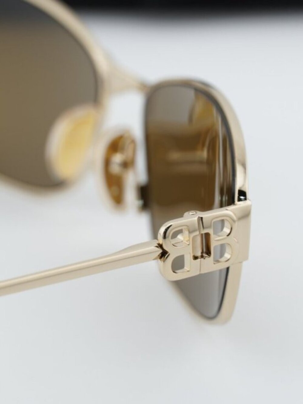 Balenciaga BB0336S 003 Unisex Oval Sunglasses - Gold / Mirror - Picture 9 of 10